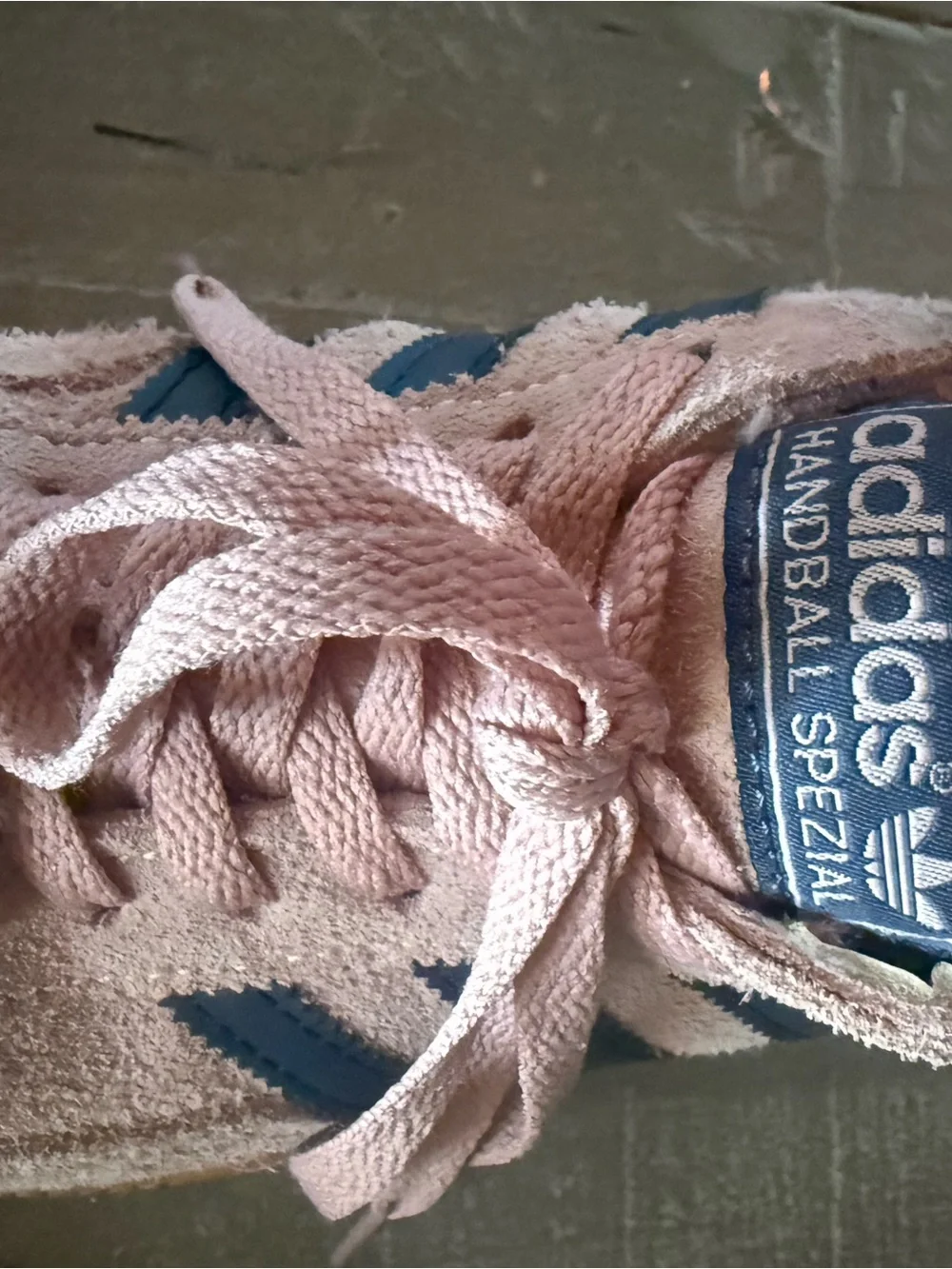 adidas Suede Sneakers in Blush Pink with Navy Stripes